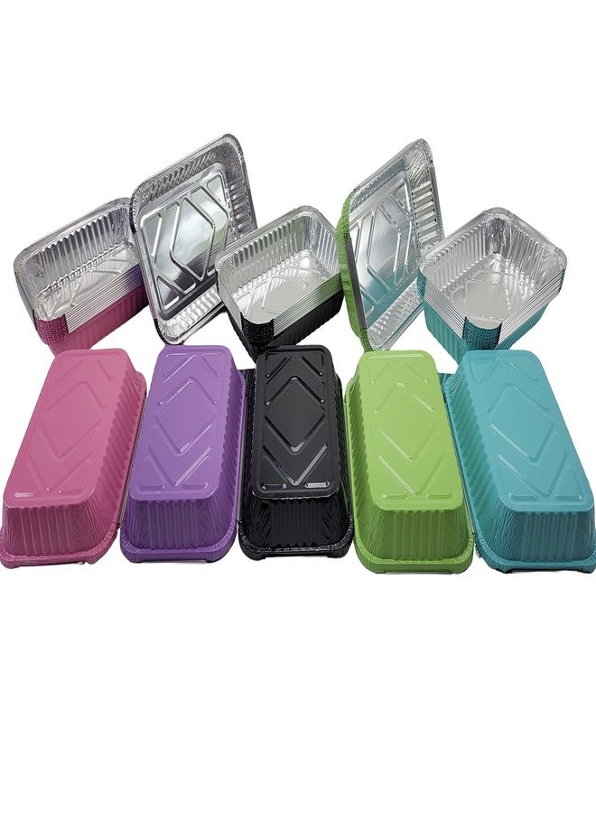 KitchenDance.com KitchenDance Colored Shallow Take Out Pans with Board Lid - 1.5 Pounds Food Storage Aluminum Foil Baking Pan - Aluminum Pans Perfect for Cooking, Freezing, Preparing Food, 6417L (Blue, 50) - Image 2